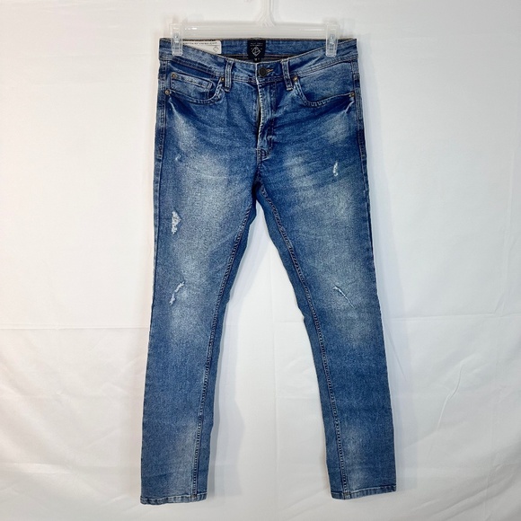 Point Zero Slim Fit Jeans Men Blue Distressed  Size 30 - Picture 1 of 3